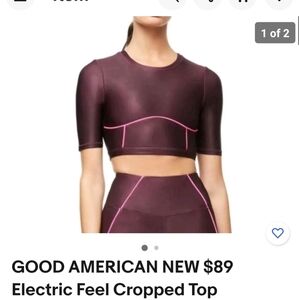 Good American Electric Feel Cropped Top Short Sleeve Sculpt Stretch
